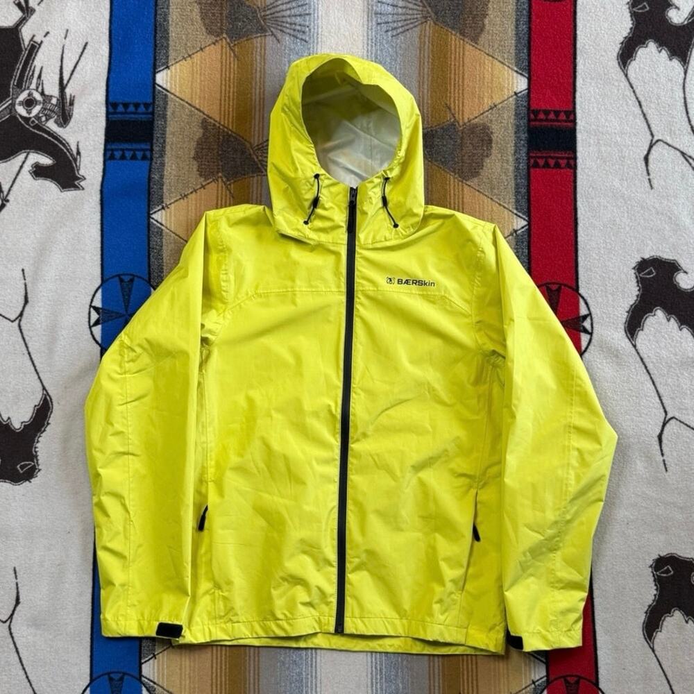 Men’s Baerskin Tactical Rain Jacket Size Small Full Zip Hooded Neon Green